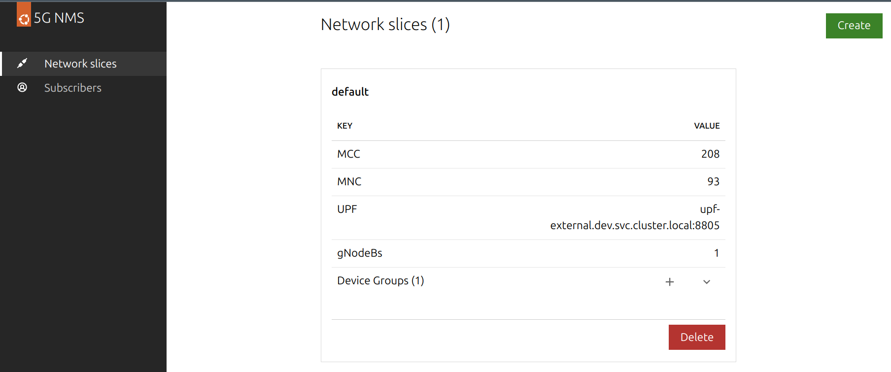 NMS Network Slice